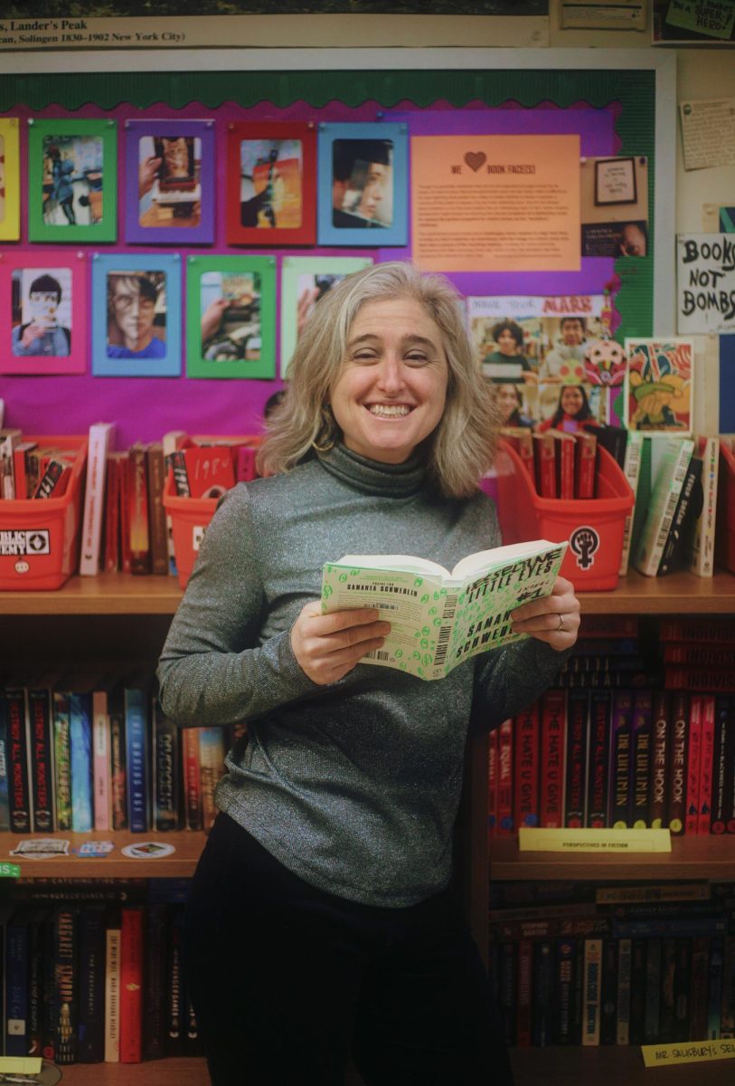 Ms. Hesseltine in her classroom, lovingly dubbed “The Dungeon.”